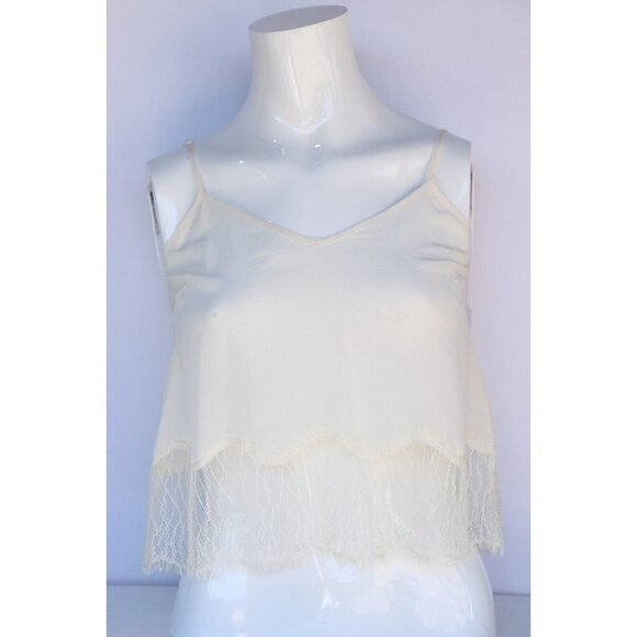 Wilfred Aritzia Women's Size XS Ivory Chimere Camisole Silk Lace Trim Tank Top - Picture 11 of 12